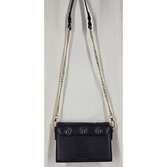 LE SAUNDA BLACK QUILTED VEGAN LEATHER CROSSBODY BAG W/ CONVERTABLE FLAPS 8" x 6" - Picture 5 of 14